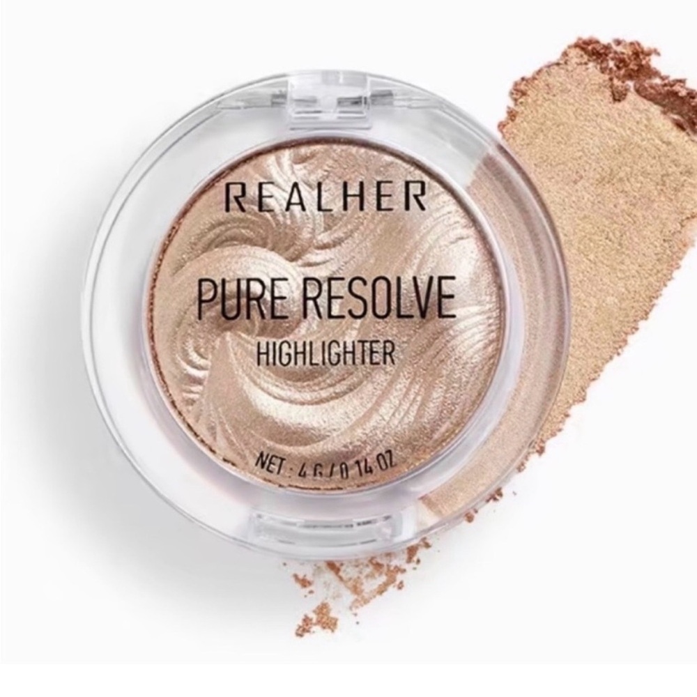 REALHER Pure Resolve Highlighter Champagne NIB Retail:$21 Cruelty & Paraben Free